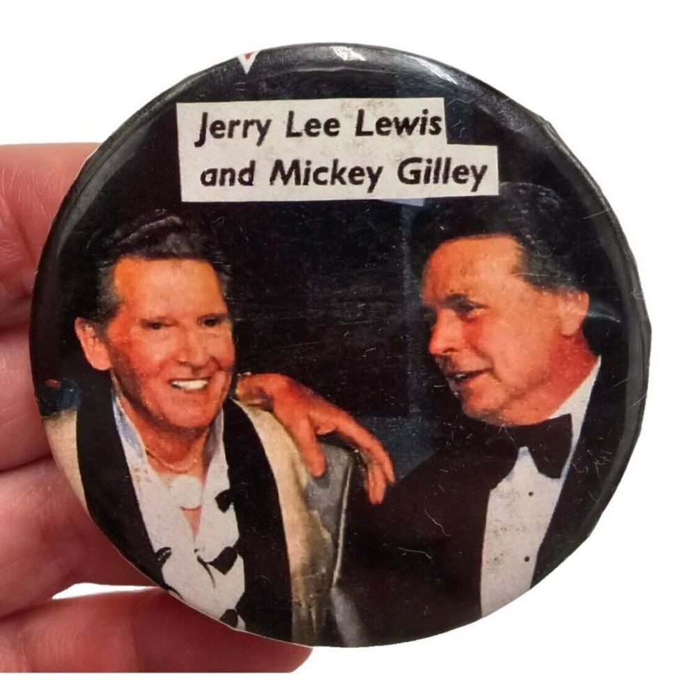 Jerry Lee Lewis Mickey Gilley Pin Vintage Country Music Lapel Hat Pin - Picture 1 of 2